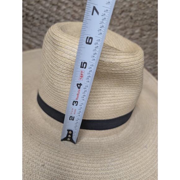 SANTOS HATS WOMEN\'S WIDE BRIM PALM LEAVES HAT W/BLACK BAND SIZE 6 5/8